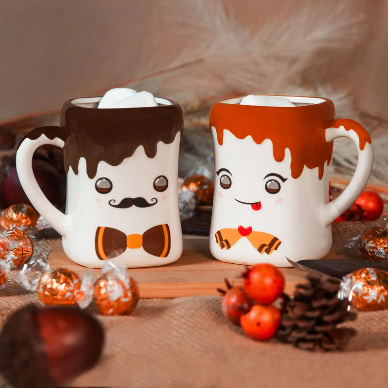 Mr & Mrs Hot Chocolate Coffee Mugs Set - Vintage Crossroads