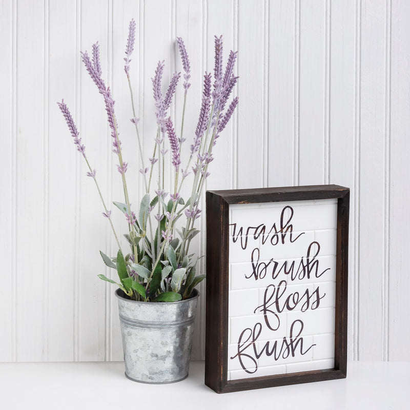 Wash, Brush, Floss, Flush Inset Box Sign Primitives By Kathy