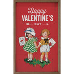 Happy Valentine's Day Vintage Red Wood Framed Print