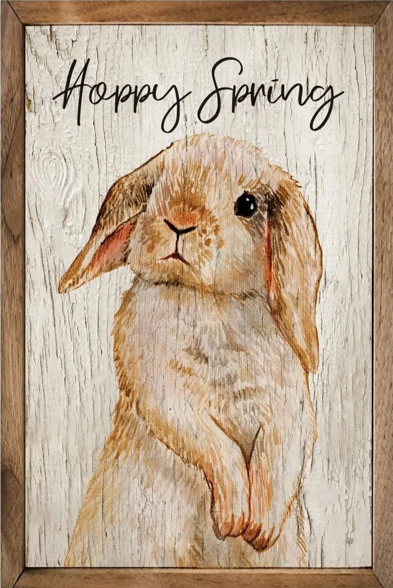Hoppy Spring Bunny Wood Framed Print