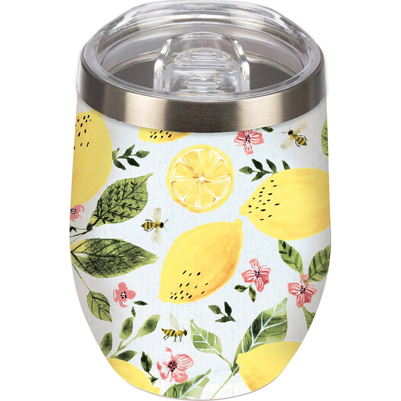 Lemons With Bees Wine Tumbler Primitives By Kathy