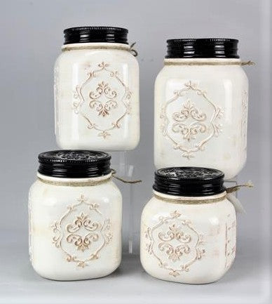 Vintage Mason Jar Kitchenware Set Ceramic / White