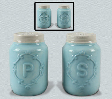 Ceramic Mason Jar Salt & Pepper Set Young's Inc