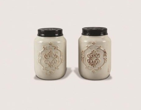 Ceramic Mason Jar Salt & Pepper Set Young's Inc