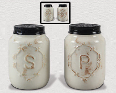 Ceramic Mason Jar Salt & Pepper Set Young's Inc