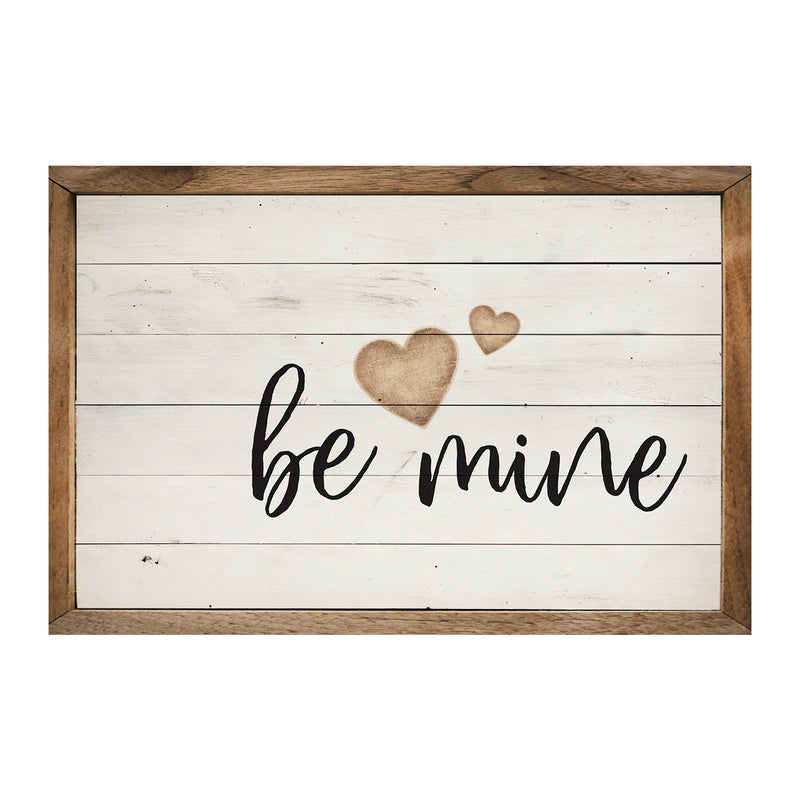 Be Mine Hearts Wood Framed Print