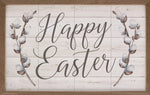 Happy Easter Cotton Wreath Wood Framed Print