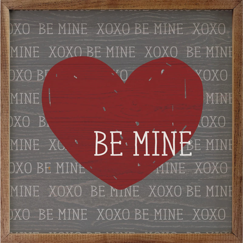 Be Mine Red Heart Wood Framed Print