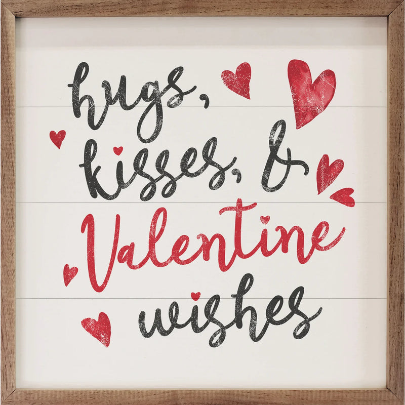 Hugs Kisses And Valentine Wishes Wood Framed Print