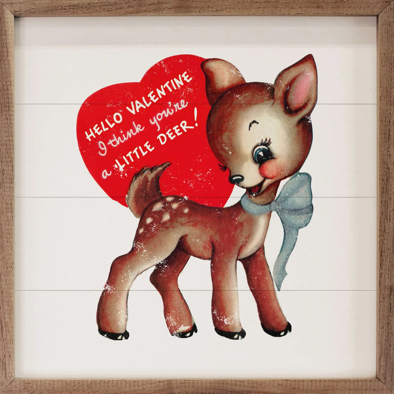 Little Deer Valentine Wood Framed Print