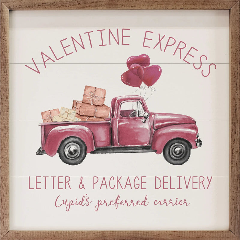 Valentine Express Truck Wood Framed Print