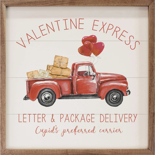 Valentine Express Truck Wood Framed Print