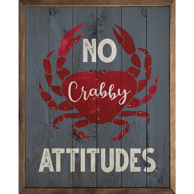 No Crabby Attitudes Wood Framed Print