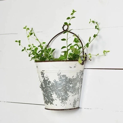Distressed White Wall Bucket Pd Home & Garden