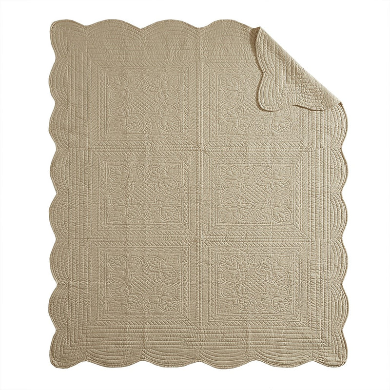 Tuscany Quilted Throw with Scalloped Edges Olliix