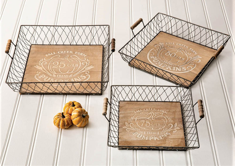Autumn Wood and Metal Tray Ctw Home