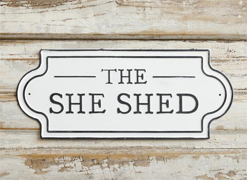 Targa In Metallo Divertente "She Shed Rules" - 20,3 X 30,5 Cm - Per Interni/Esterni - Resistente Alle Intemperie