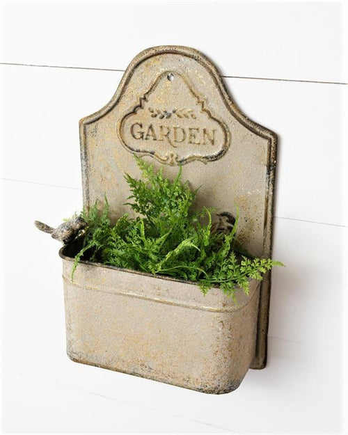 Antiqued Wall Planter With Bird Audrey's