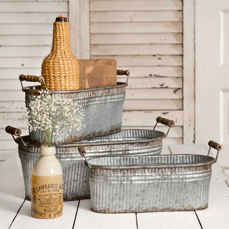Rustic Bins with Wood Handles Ctw Home