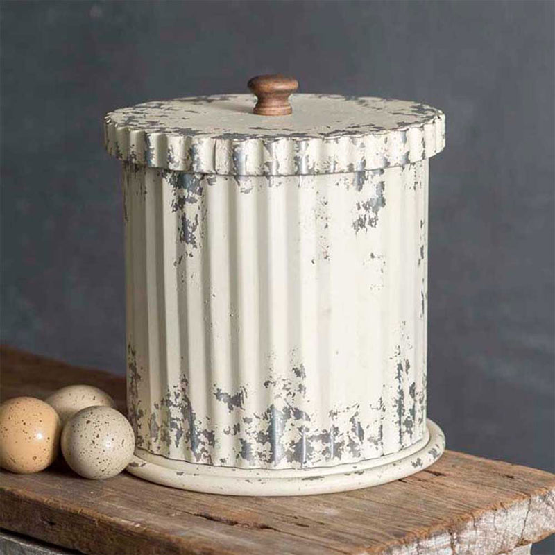 Whitewash Canister with Lid Ctw Home