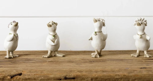 Ducks With Flower Crowns Figurines - Vintage Crossroads