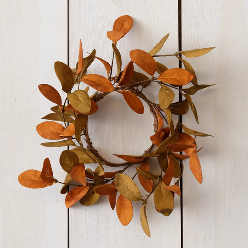 Rust And Tan Fall Leaves Candle Ring Audrey's