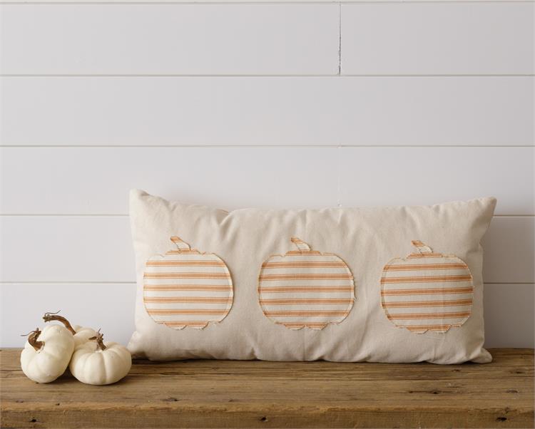 Orange Grain Sack Stripe Pumpkin Patch Pillow Audrey's