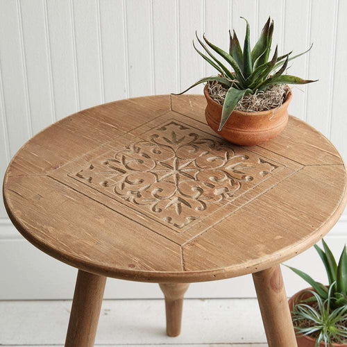 Carved Wood Stool Ctw Home
