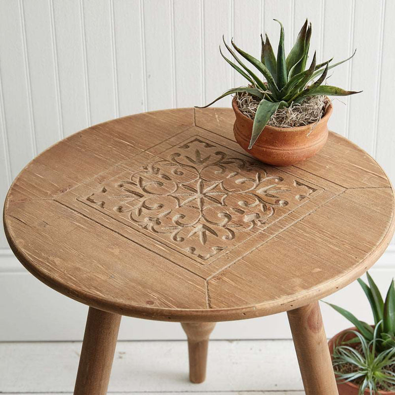 Carved Wood Stool Ctw Home