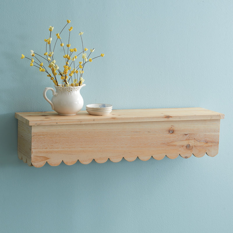 Natural Wood Scalloped Floating Shelf Ctw Home