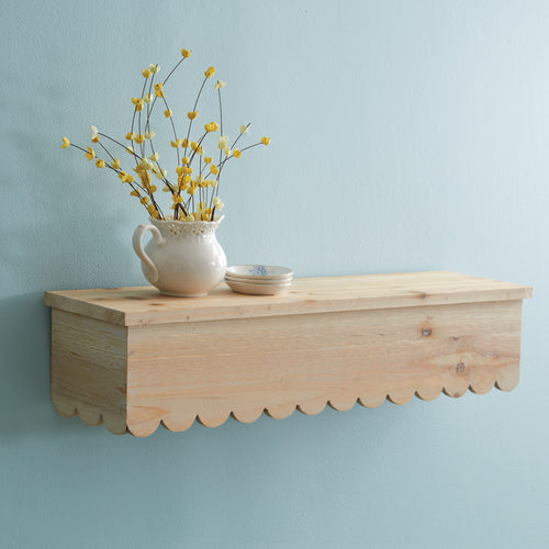 Natural Wood Scalloped Floating Shelf Ctw Home