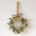 Frosted Mistletoe With Burlap Bow Mini Wreath Audrey's