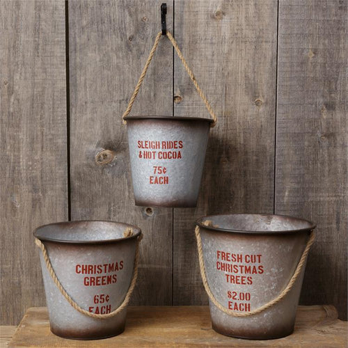 Metal Rope Handle Christmas Buckets Audrey's