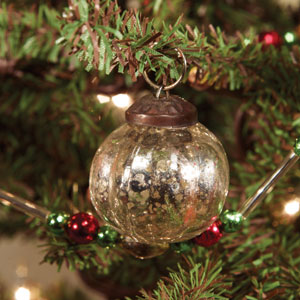 Ridged Mercury Glass Ornament