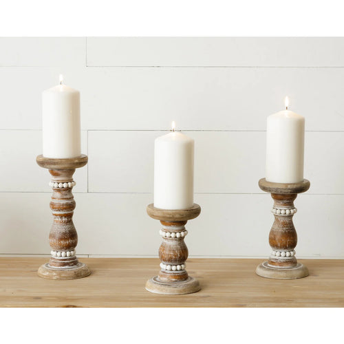 Distressed Beaded Candle Holders Audrey's