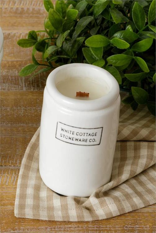 Pachulia And Coconut Wood Wick Soy Pottery Crock Candle