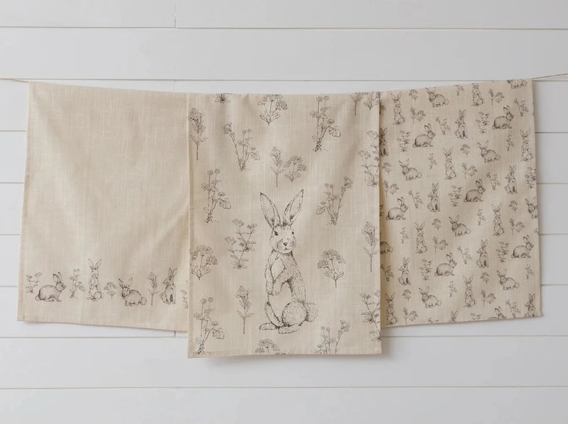 Rabbit and Wildflowers Tea Towels