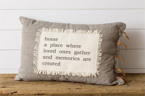 Home Patch with Ticking Stripe Pillow Audrey's
