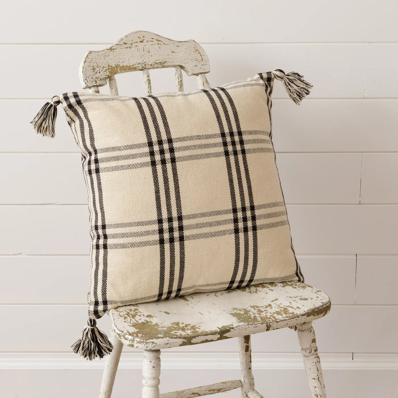Windowpane Pillow With Tassels Audrey's