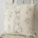 Rabbit and Wildflowers Pillow