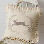 Leaping Hare With Ruffles Pillow