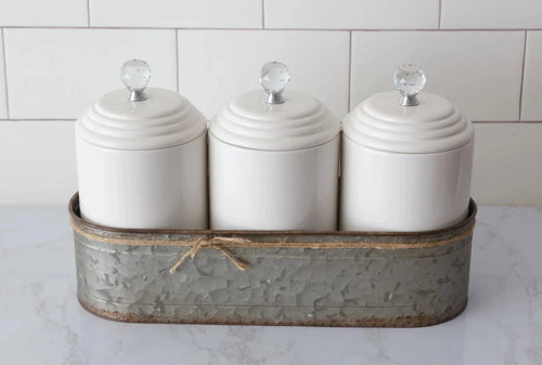 Canister Set with Galvanized Caddy Audrey's