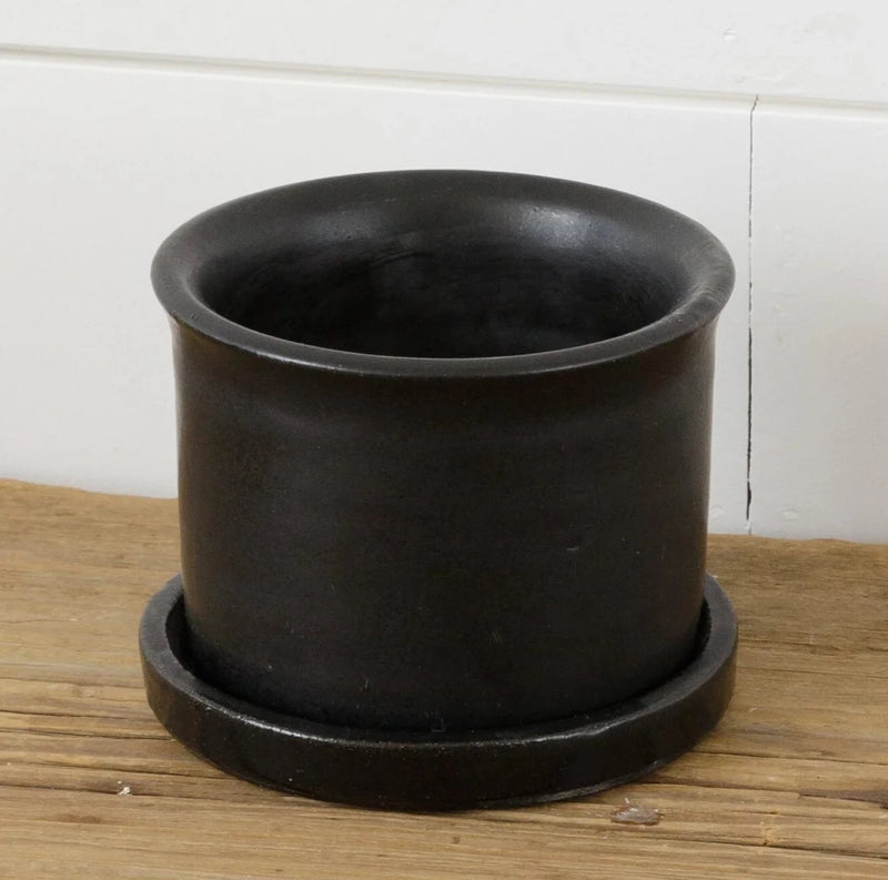 Black Pottery Planter - Vintage Crossroads