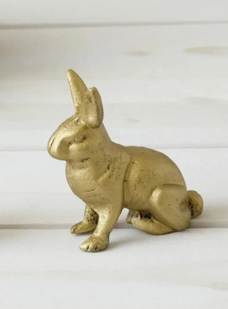 Distressed Gold Finished Rabbit Figurine | Vintage Crossroads