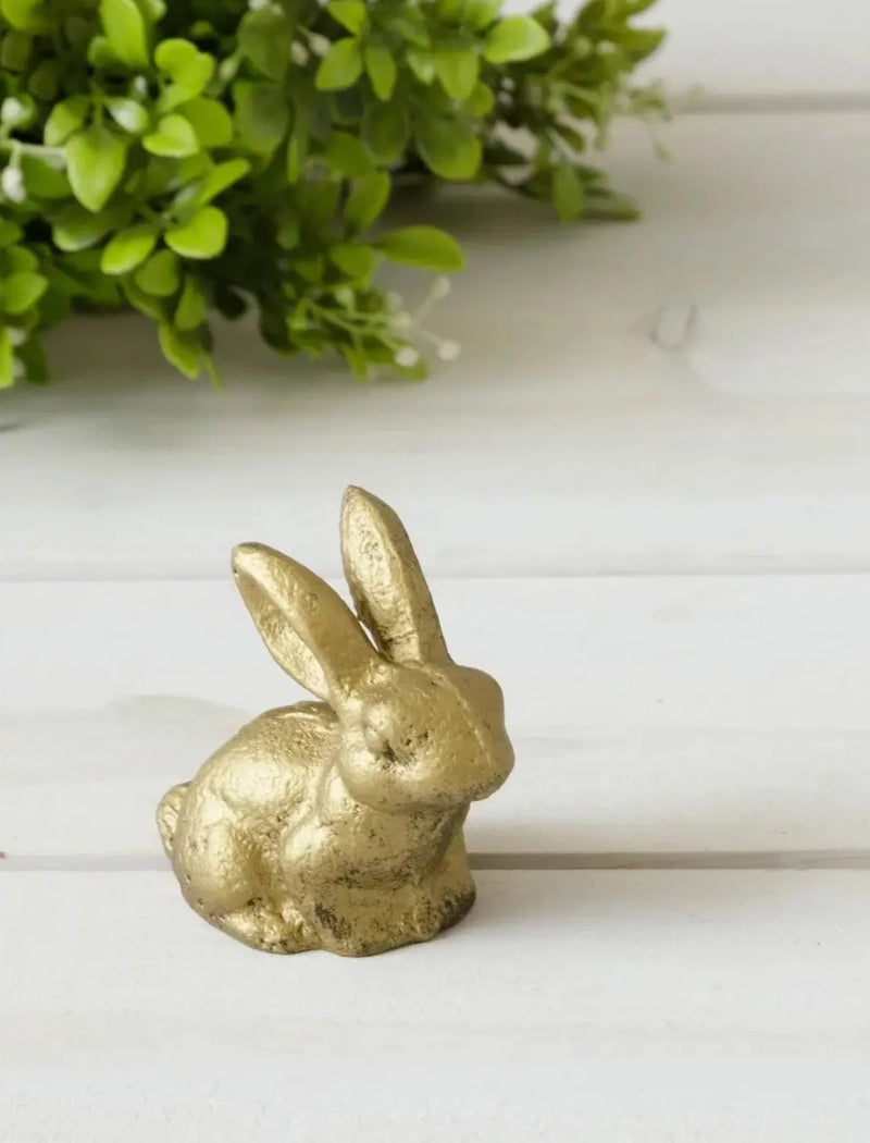 Distressed Gold Finished Rabbit Figurine | Vintage Crossroads