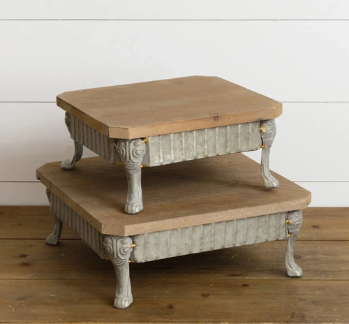 Wood And Metal Square Riser Audrey's