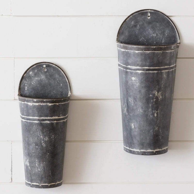 Metal Wall Buckets - Vintage Crossroads