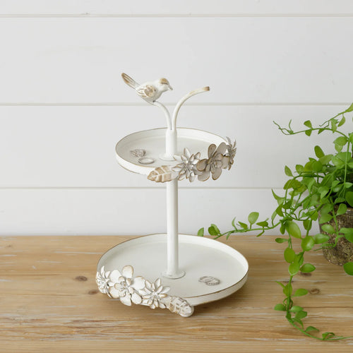 Bird and Flower Tiered Trinket Tray - Vintage Crossroads