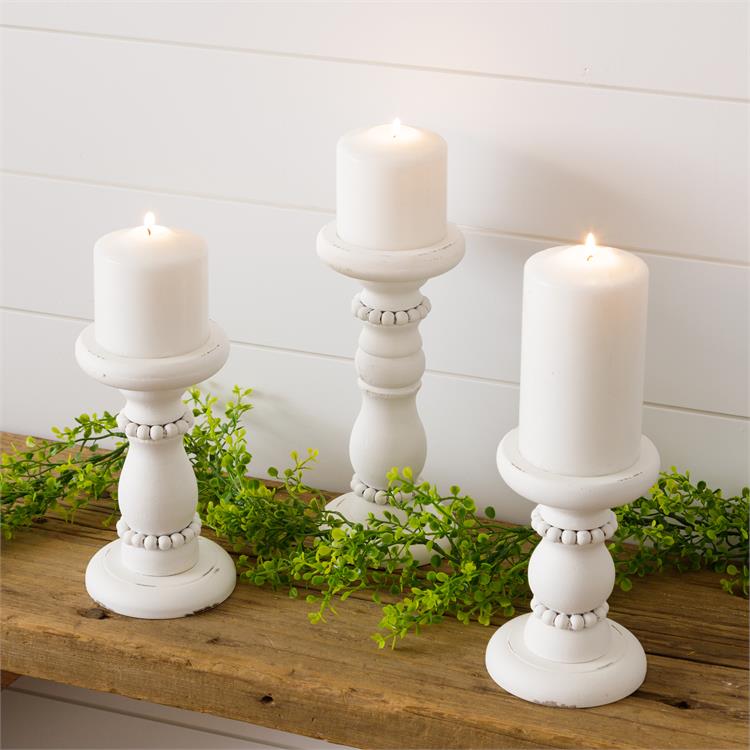 Distressed Beaded Candle Holders Audrey's