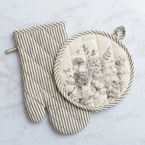 Black And White Botanicals Oven Mitt Or Potholder